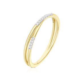 9ct Yellow Gold Diamond Twist Stacking Ring