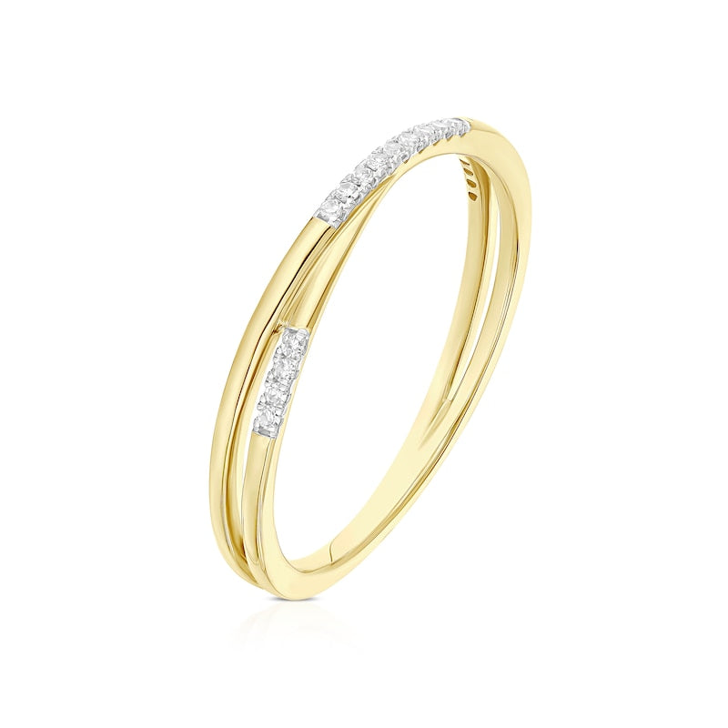 9ct Yellow Gold Diamond Twist Stacking Ring