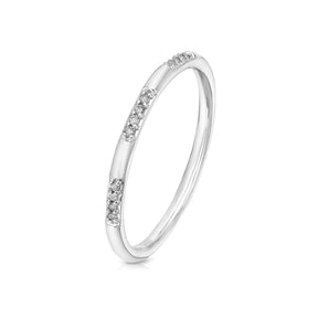 9ct White Gold Diamond Stacking Ring