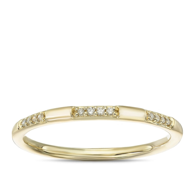 9ct Yellow Gold Diamond Stacking Ring