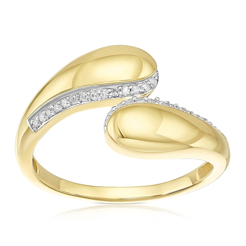 9ct Yellow Gold Diamond Bold Open Ring