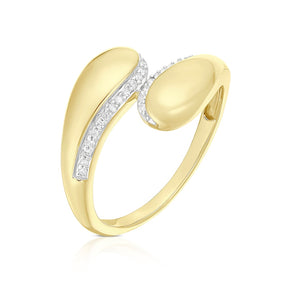 9ct Yellow Gold Diamond Bold Open Ring