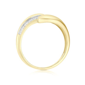 9ct Yellow Gold Diamond Bold Open Ring