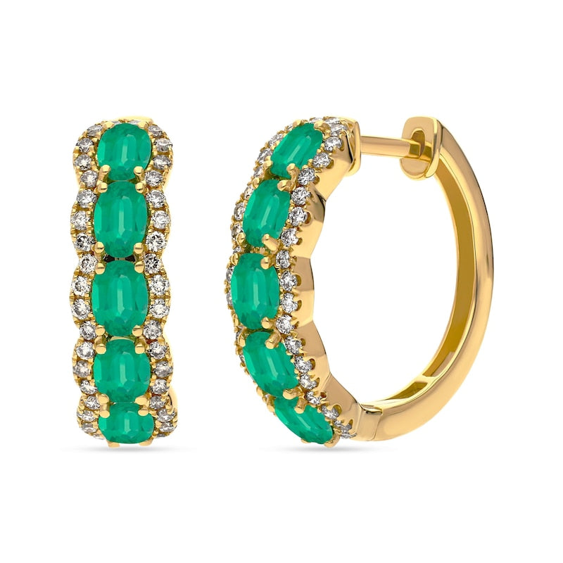 Le Vian 14ct Yellow Gold Costa Smeralda Emerald & Nude 0.40ct Diamond Hoop Earrings