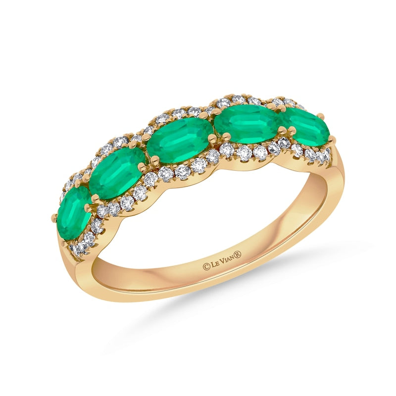 Le Vian 14ct Yellow Gold Costa Smeralda Emerald & Nude 0.25ct Diamond Eternity Ring