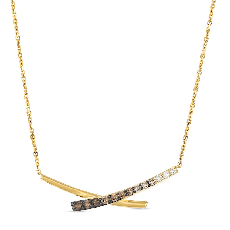 Le Vian 14ct Yellow Gold Chocolate & Nude 0.30ct Diamond Crossover Pendant