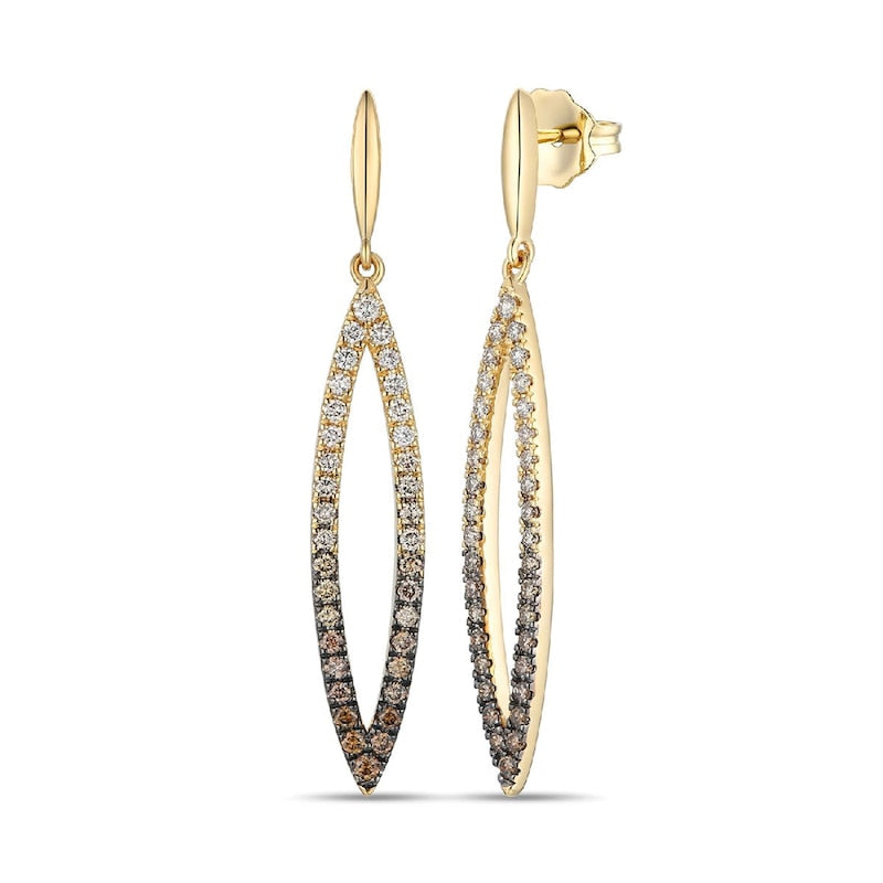 Le Vian Ombre 14ct Yellow Gold Ombré Chocolate 0.50ct Diamond Open Drop Earrings