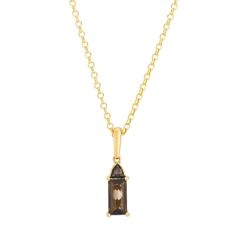 Le Vian Chocolatier 14ct Yellow Gold Chocolate Smokey Quartz & Diamond Pendant