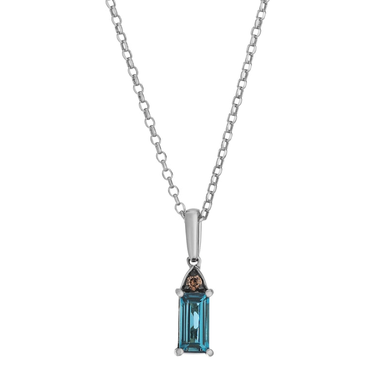 Le Vian Chocolatier 14ct White Gold Deep Sea Blue Topaz & Chocolate Diamond Pendant