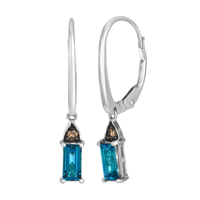 Le Vian Chocolatier 14ct White Gold Deep Sea Blue Topaz & Chocolate Diamond Hoop Earrings