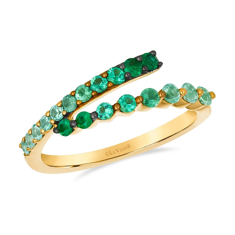 Le Vian Ombre 14ct Yellow Gold Emerald Ombré Wrap Cocktail Ring