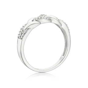 Sterling Silver 0.10ct Diamond Interlink Woven Ring