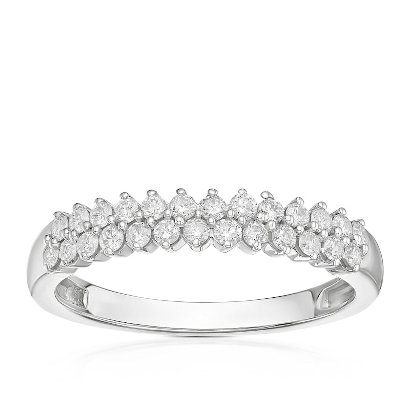 9ct White Gold 0.33ct Diamond Two Row Ring