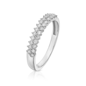 9ct White Gold 0.33ct Diamond Two Row Ring