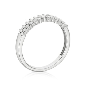 9ct White Gold 0.33ct Diamond Two Row Ring