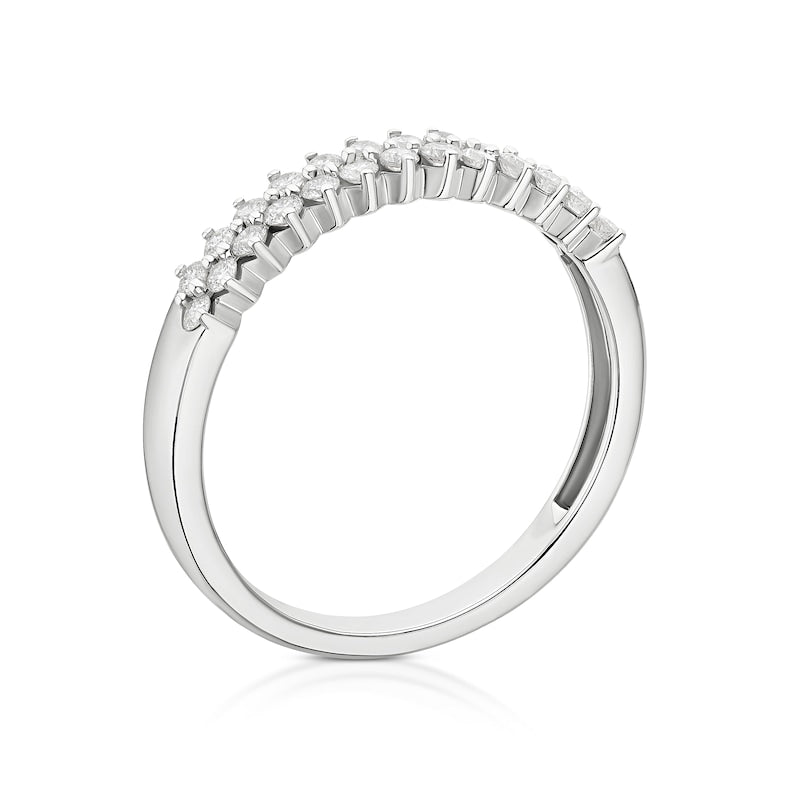 9ct White Gold 0.33ct Diamond Two Row Ring