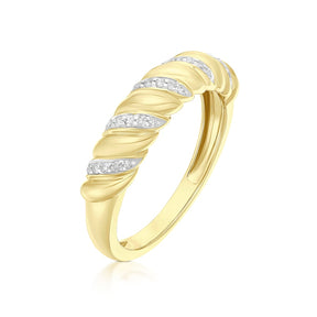 9ct Yellow Gold 0.10ct Diamond Twist Fashion Ring