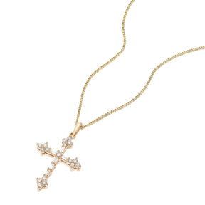 9ct Yellow Gold 18" 0.30ct Diamond Cross Pendant