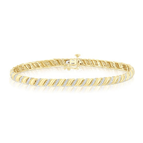 9ct Yellow Gold 0.50ct Diamond Twist Tennis Bracelet