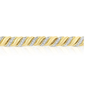 9ct Yellow Gold 0.50ct Diamond Twist Tennis Bracelet