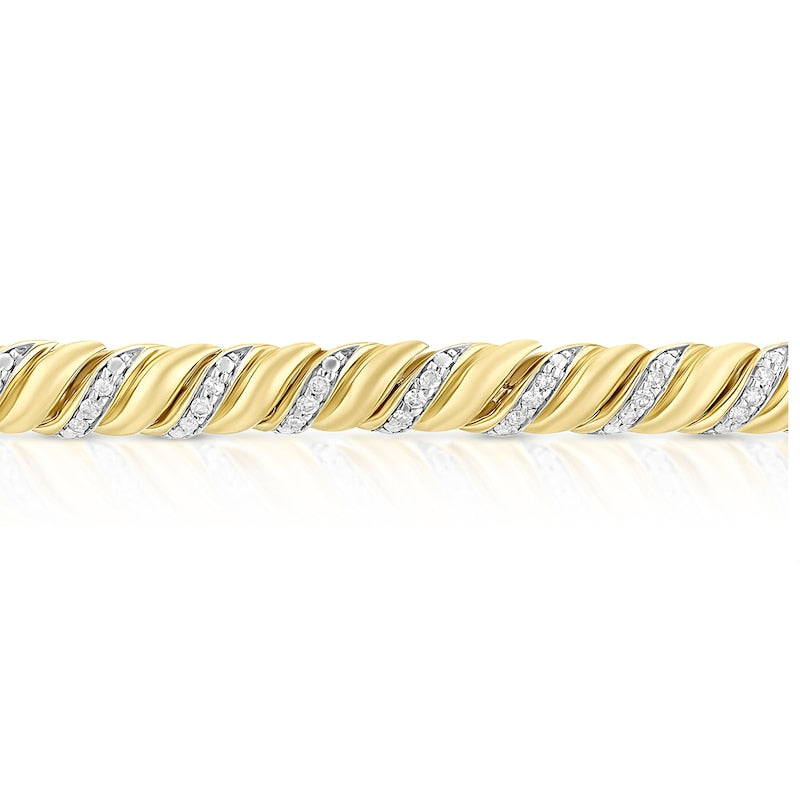 9ct Yellow Gold 0.50ct Diamond Twist Tennis Bracelet