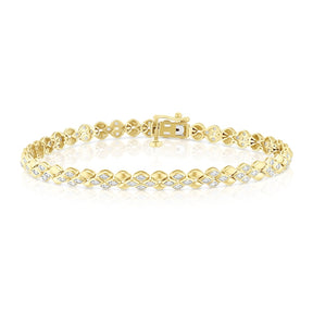 9ct Yellow Gold 0.50ct Diamond Panther Link Line Bracelet