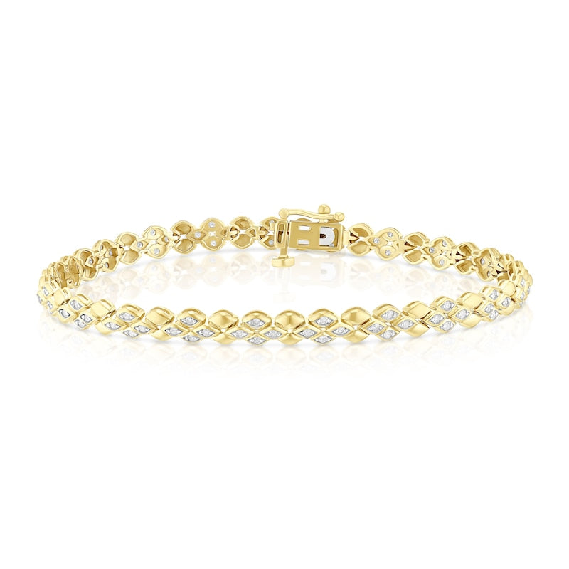 9ct Yellow Gold 0.50ct Diamond Panther Link Line Bracelet