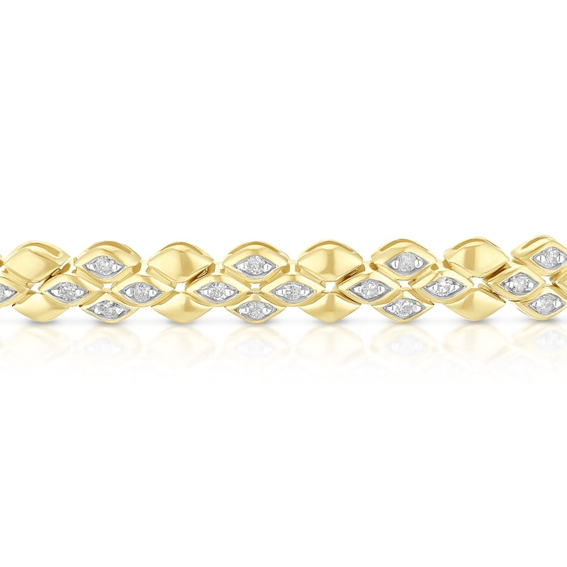 9ct Yellow Gold 0.50ct Diamond Panther Link Line Bracelet