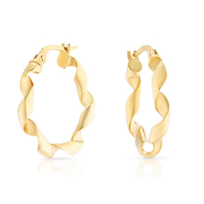 9ct Yellow Gold Open Twist Hoop Earrings