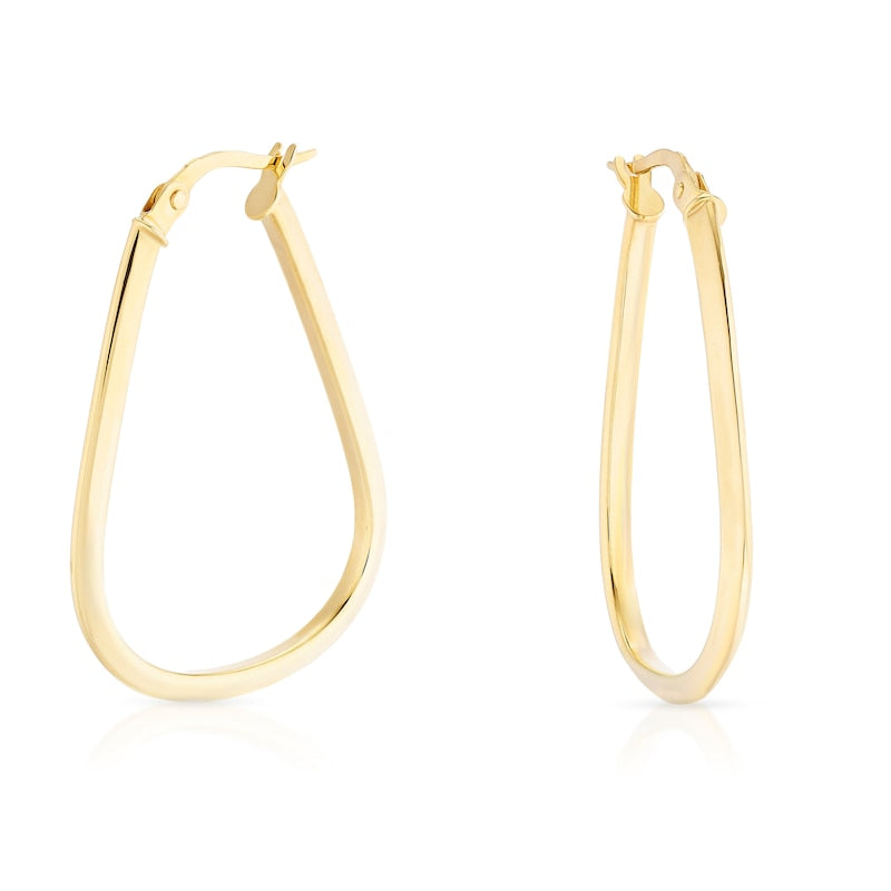 9ct Yellow Gold Large Basket Shape Hoop Earrings