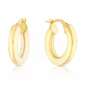 9ct Yellow Gold Small Chunky Hoop Earrings