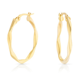 9ct Yellow Gold Open Twist Oval Hoop Earrings