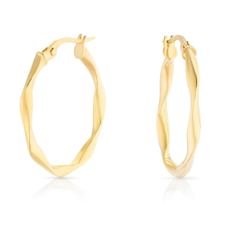9ct Yellow Gold Open Twist Oval Hoop Earrings