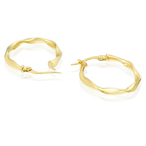 9ct Yellow Gold Open Twist Oval Hoop Earrings