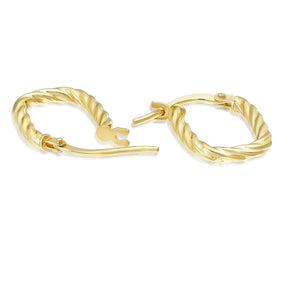 9ct Yellow Gold Small Rectangle Twist Textured Hoop Earrings