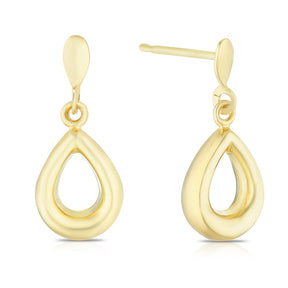 9ct Yellow Gold Open Teardrop Drop Earrings