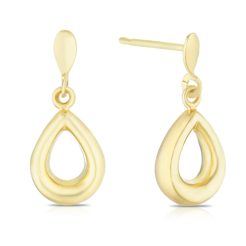 9ct Yellow Gold Open Teardrop Drop Earrings