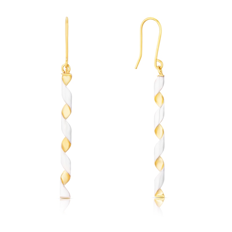 9ct Yellow & White Gold Open Twist Drop Earrings