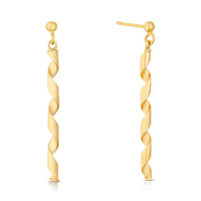 9ct Yellow Gold Open Twist Drop Earrings