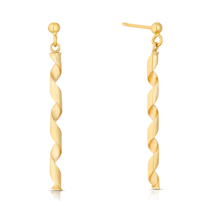 9ct Yellow Gold Open Twist Drop Earrings