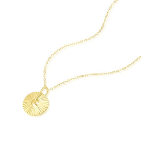 9ct Yellow Gold Textured Circle Pendant Necklace
