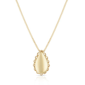 9ct Yellow Gold Scalloped Edge Teardrop Pendant Necklace