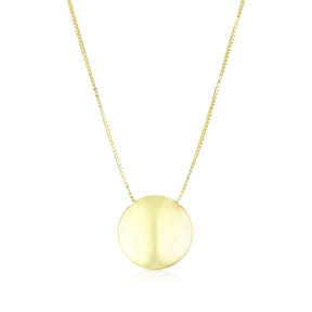 9ct Yellow Gold Domed Circle Pendant Necklace