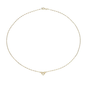 9ct Yellow Gold Small Open Heart Shaped Necklace