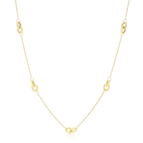9ct Yellow Gold Link Station Chain Necklace