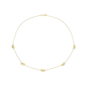 9ct Yellow Gold Link Station Chain Necklace