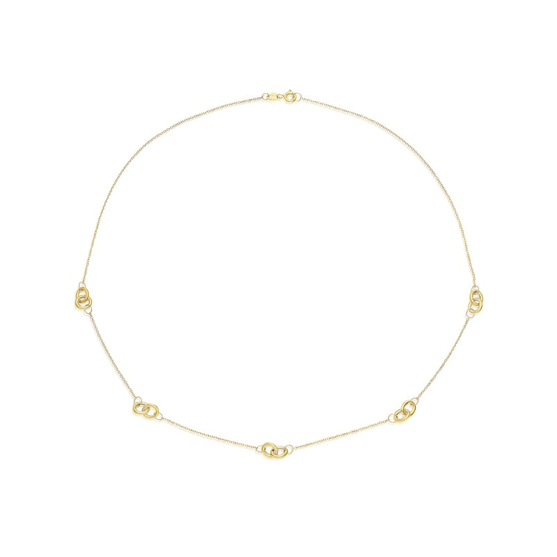 9ct Yellow Gold Link Station Chain Necklace