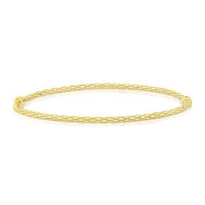 9ct Yellow Gold Thin Crosshatch Textured Bangle