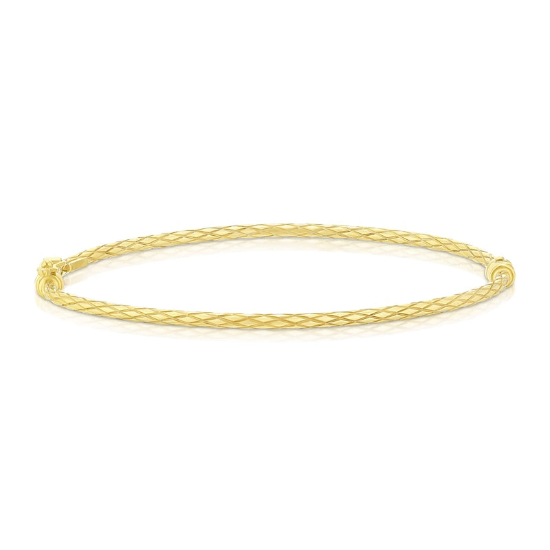 9ct Yellow Gold Thin Crosshatch Textured Bangle