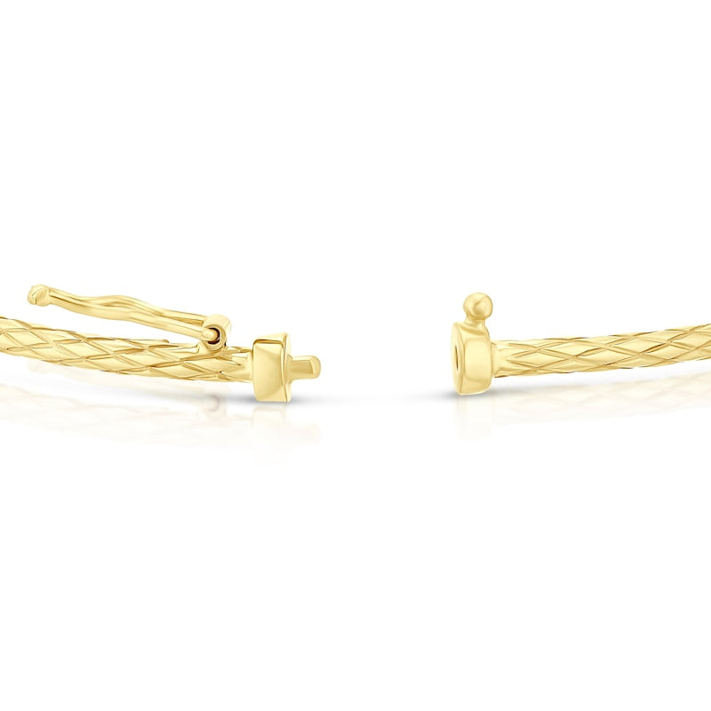 9ct Yellow Gold Thin Crosshatch Textured Bangle